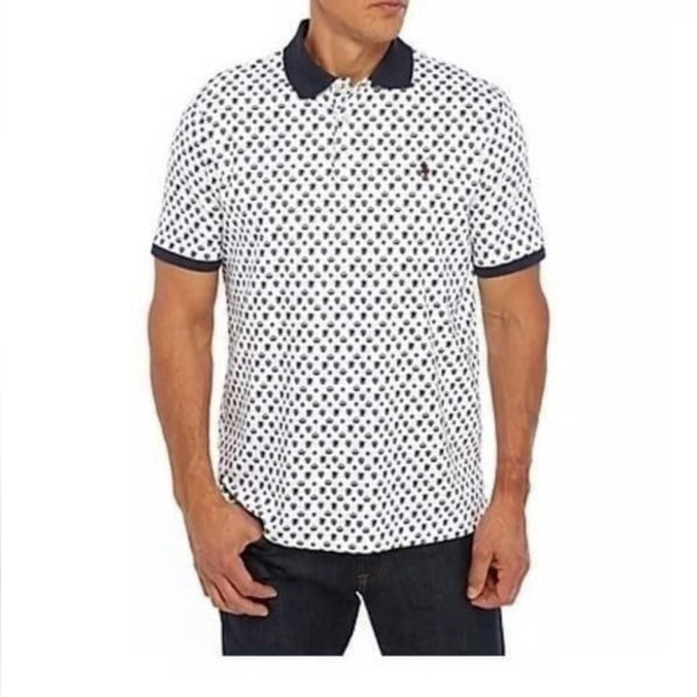Men's White and navy logo Polo Shirt slim fit
